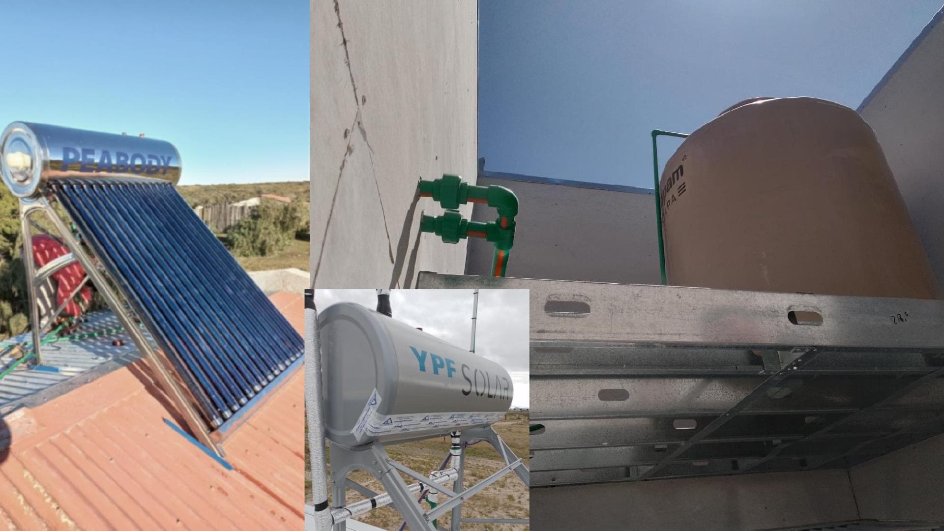 Colector solar térmico con tubos de vacío instalado sobre techo